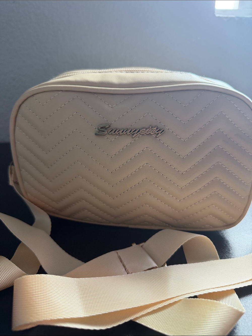 Cream Quilted Crossbody Bag